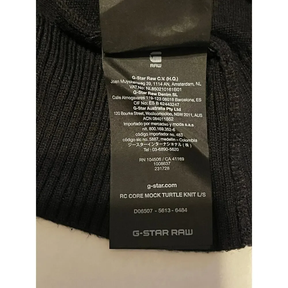 G-Star Raw‎ Sweater Men's XL All Black Mock Turtleneck